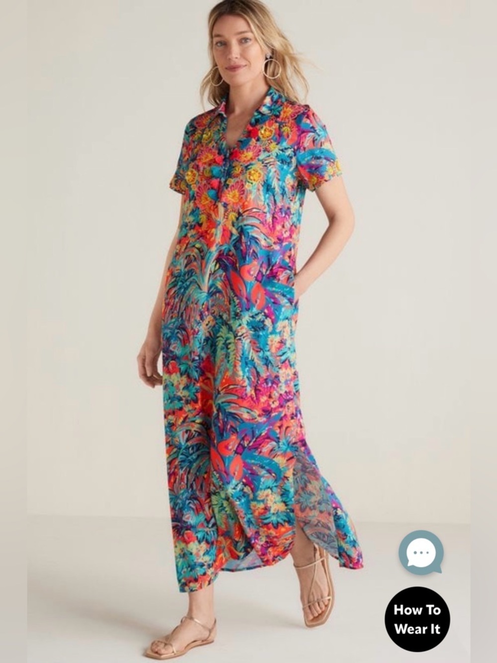 Soft Surroundings Florence Dress - Maxi, Tropicana Multi, Resortwear, Beaded - Picture 4 of 10